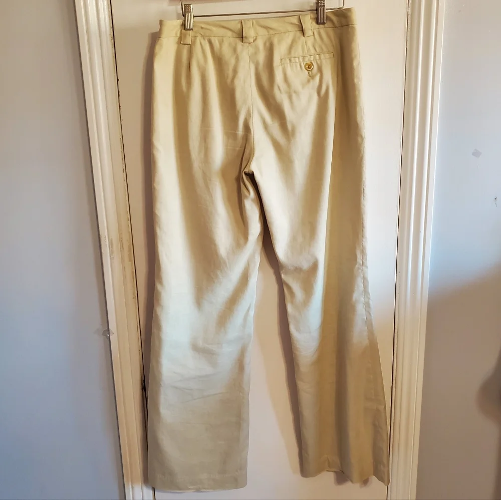 VTG Y2k Banana Republic Linen Blend Wide Leg Pants Size 8 Safari Resort Boho
